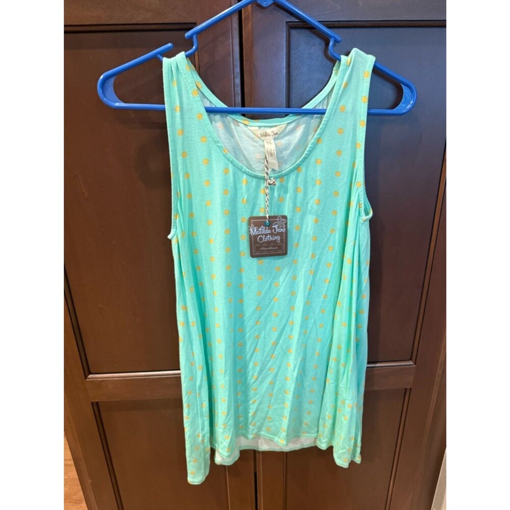Matilda Jane Mint Green Tank with Yellow Polka Dots